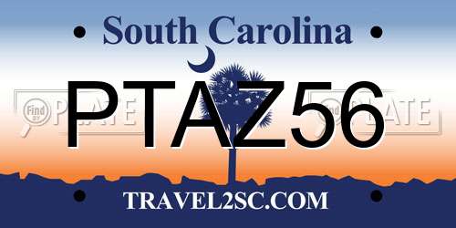 PTAZ56 South Carolina License Plate
