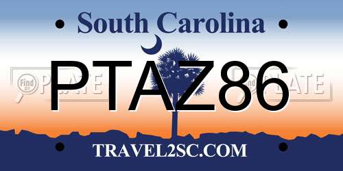 PTAZ86 South Carolina License Plate