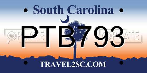 PTB793 South Carolina License Plate