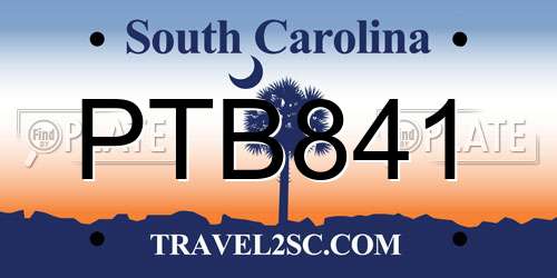 PTB841 South Carolina License Plate