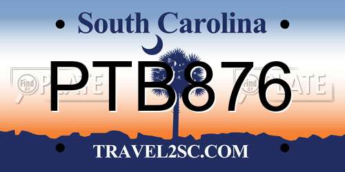 PTB876 South Carolina License Plate