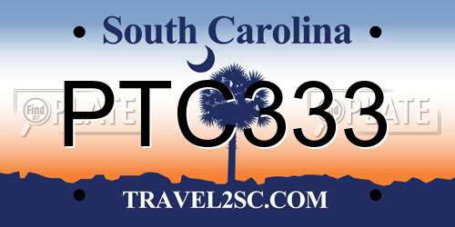 PTC333 South Carolina License Plate