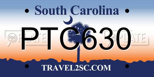 PTC630 South Carolina License Plate