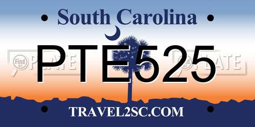 PTE525 South Carolina License Plate