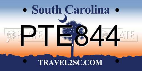 PTE844 South Carolina License Plate