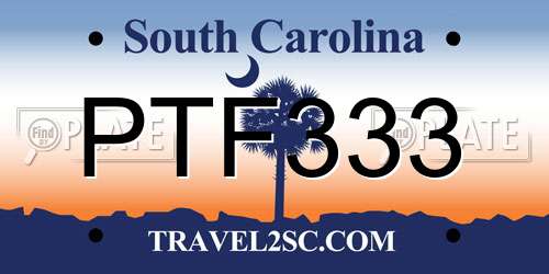 PTF333 South Carolina License Plate
