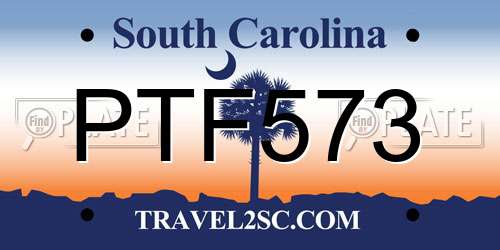 PTF573 South Carolina License Plate