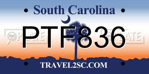 PTF836 South Carolina License Plate