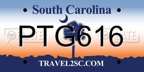 PTG616 South Carolina License Plate