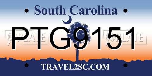 PTG9151 South Carolina License Plate