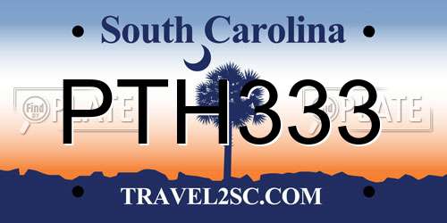 PTH333 South Carolina License Plate