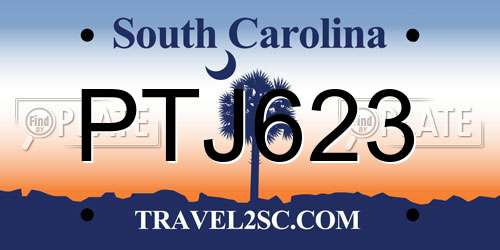 PTJ623 South Carolina License Plate
