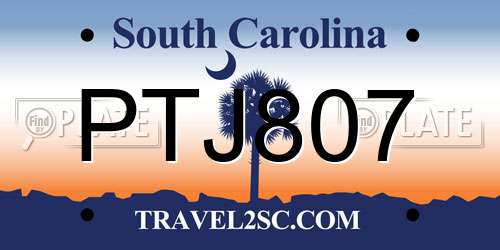 PTJ807 South Carolina License Plate