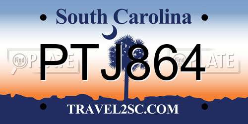 PTJ864 South Carolina License Plate
