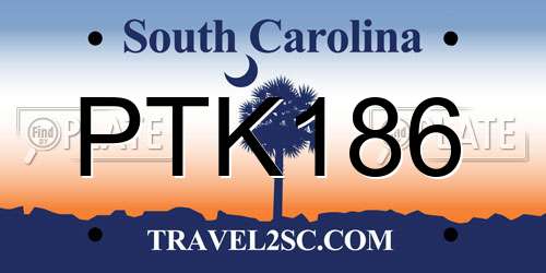 PTK186 South Carolina License Plate