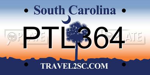 PTL364 South Carolina License Plate