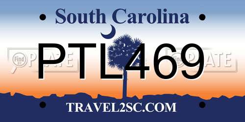 PTL469 South Carolina License Plate