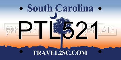 PTL521 South Carolina License Plate