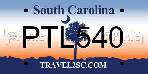 PTL540 South Carolina License Plate