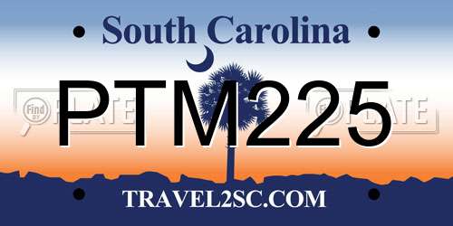 PTM225 South Carolina License Plate