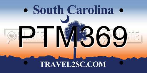 PTM369 South Carolina License Plate