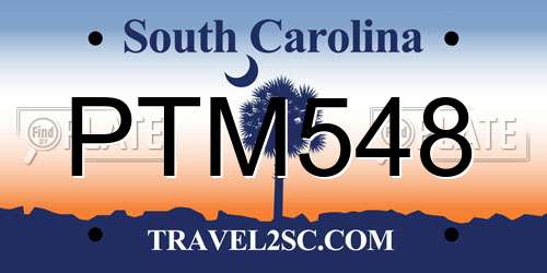 PTM548 South Carolina License Plate