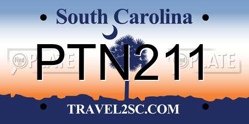 PTN211 South Carolina License Plate