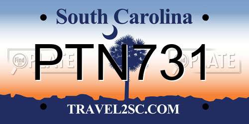 PTN731 South Carolina License Plate
