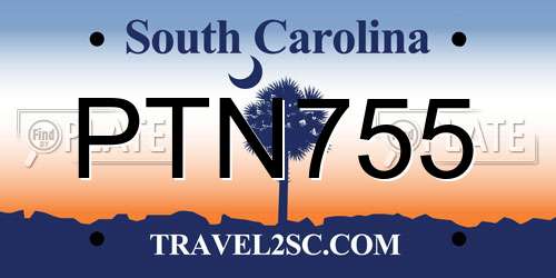 PTN755 South Carolina License Plate
