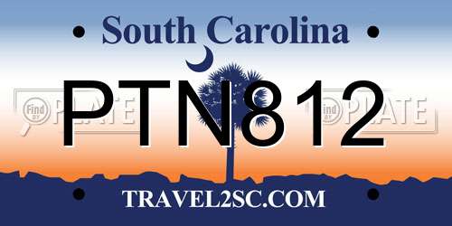 PTN812 South Carolina License Plate