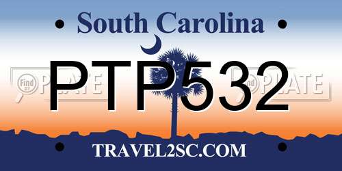 PTP532 South Carolina License Plate