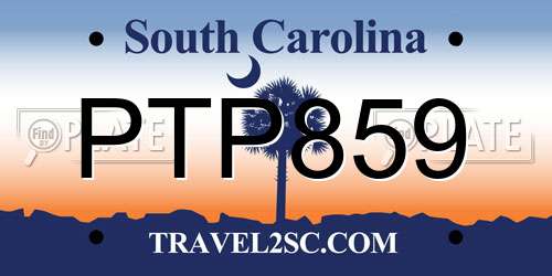 PTP859 South Carolina License Plate