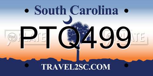 PTQ499 South Carolina License Plate