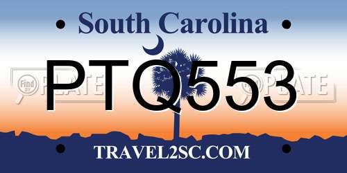 PTQ553 South Carolina License Plate