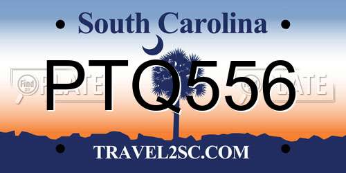 PTQ556 South Carolina License Plate