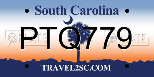 PTQ779 South Carolina License Plate