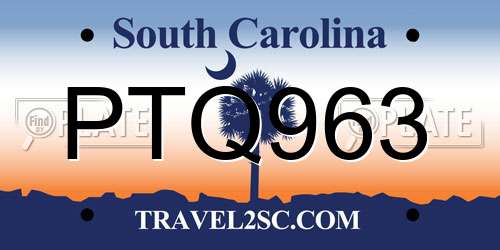 PTQ963 South Carolina License Plate