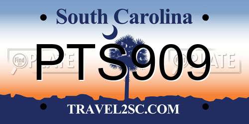 PTS909 South Carolina License Plate