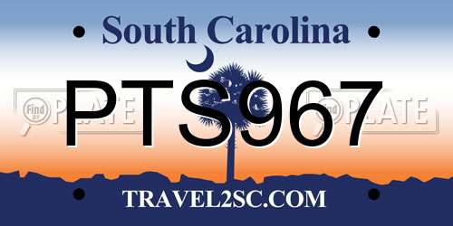 PTS967 South Carolina License Plate