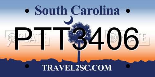 PTT3406 South Carolina License Plate