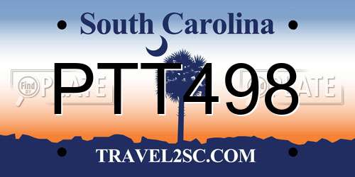 PTT498 South Carolina License Plate