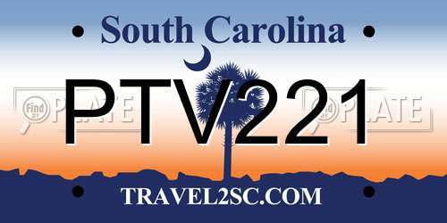 PTV221 South Carolina License Plate