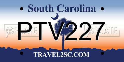 PTV227 South Carolina License Plate