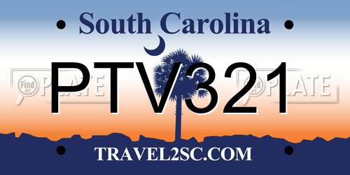 PTV321 South Carolina License Plate