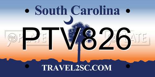PTV826 South Carolina License Plate