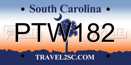 PTW182 South Carolina License Plate