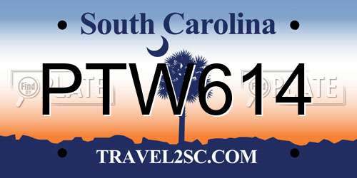 PTW614 South Carolina License Plate