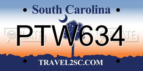 PTW634 South Carolina License Plate