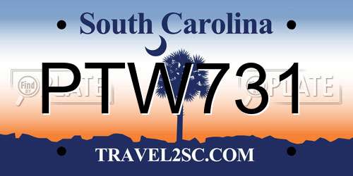 PTW731 South Carolina License Plate