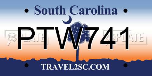 PTW741 South Carolina License Plate